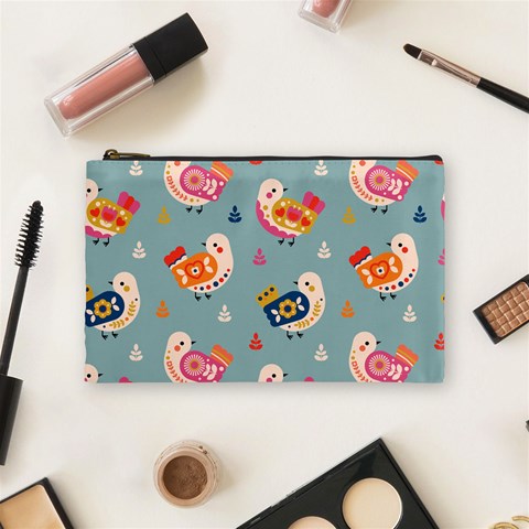 Cute Bird Pattern Cosmetic Bag (Medium) from ArtsNow.com Front