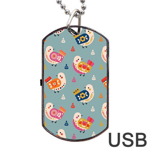 Cute Bird Pattern Dog Tag USB Flash (Two Sides) from ArtsNow.com Front