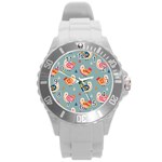 Cute Bird Pattern Round Plastic Sport Watch (L)