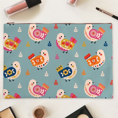 Cute Bird Pattern Cosmetic Bag (XXL) from ArtsNow.com Front