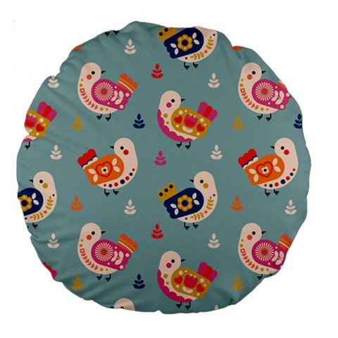 Cute Bird Pattern Large 18  Premium Round Cushions from ArtsNow.com Front