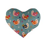 Cute Bird Pattern Standard 16  Premium Heart Shape Cushions