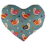 Cute Bird Pattern Large 19  Premium Heart Shape Cushions