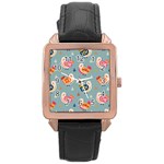 Cute Bird Pattern Rose Gold Leather Watch 