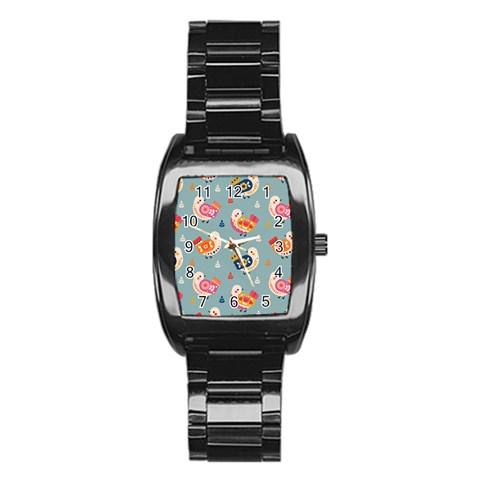 Cute Bird Pattern Stainless Steel Barrel Watch from ArtsNow.com Front