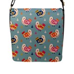 Cute Bird Pattern Flap Closure Messenger Bag (L)