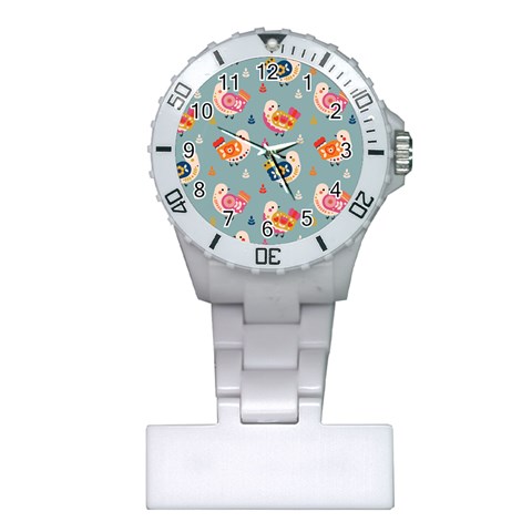 Cute Bird Pattern Plastic Nurses Watch from ArtsNow.com Front