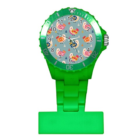 Cute Bird Pattern Plastic Nurses Watch from ArtsNow.com Front