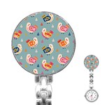 Cute Bird Pattern Stainless Steel Nurses Watch