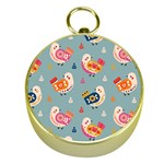 Cute Bird Pattern Gold Compasses