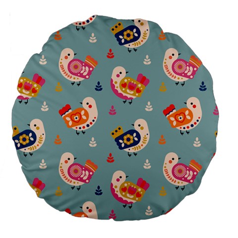 Cute Bird Pattern Large 18  Premium Flano Round Cushions from ArtsNow.com Back