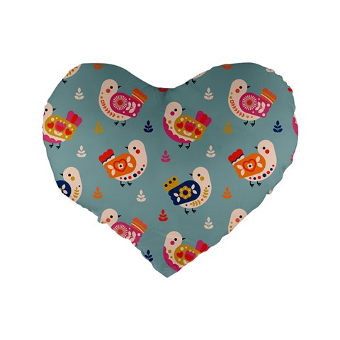 Cute Bird Pattern Standard 16  Premium Flano Heart Shape Cushions from ArtsNow.com Back