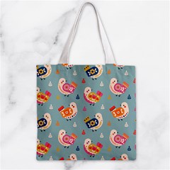 Cute Bird Pattern Zipper Grocery Tote Bag from ArtsNow.com Front