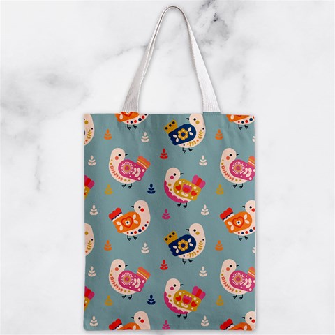 Cute Bird Pattern Zipper Classic Tote Bag from ArtsNow.com Back