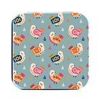 Cute Bird Pattern Square Metal Box (Black)