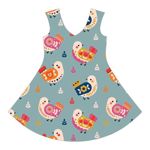 Cute Bird Pattern Short Sleeve V Front