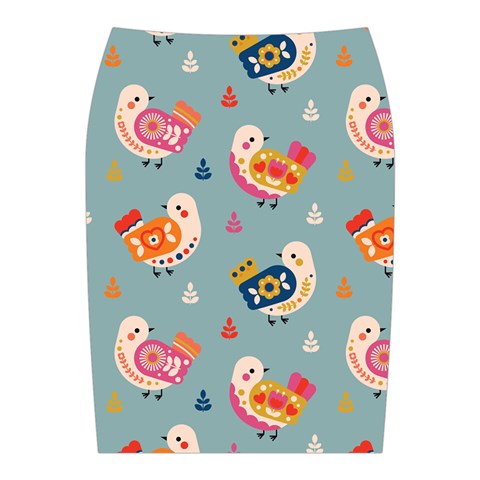 Cute Bird Pattern Midi Wrap Pencil Skirt from ArtsNow.com Back