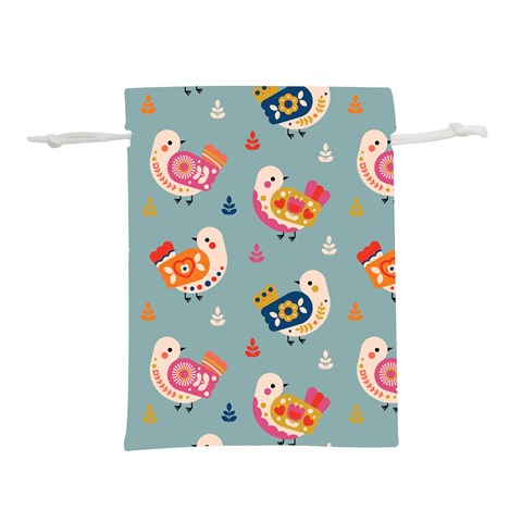 Cute Bird Pattern Lightweight Drawstring Pouch (L) from ArtsNow.com Back