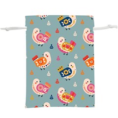 Cute Bird Pattern Lightweight Drawstring Pouch (XL) from ArtsNow.com Front