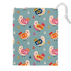 Cute Bird Pattern Drawstring Pouch (4XL) from ArtsNow.com Front