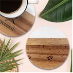 Cute Bird Pattern Marble Wood Coaster (Round)