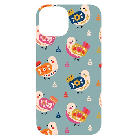 Cute Bird Pattern iPhone 14 Black UV Print PC Hardshell Case from ArtsNow.com Front