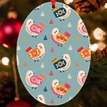 Cute Bird Pattern UV Print Acrylic Ornament Oval