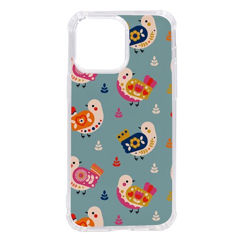 Cute Bird Pattern iPhone 14 Pro Max TPU UV Print Case from ArtsNow.com Front