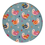 Cute Bird Pattern Round Glass Fridge Magnet (4 pack)