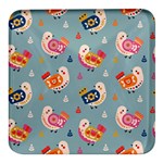 Cute Bird Pattern Square Glass Fridge Magnet (4 pack)