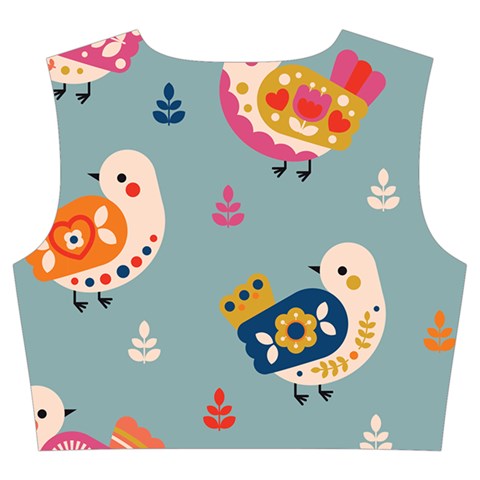 Cute Bird Pattern Trumpet Sleeve Cropped Top from ArtsNow.com Back