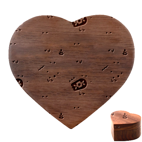 Cute Bird Pattern Heart Wood Jewelry Box from ArtsNow.com Front