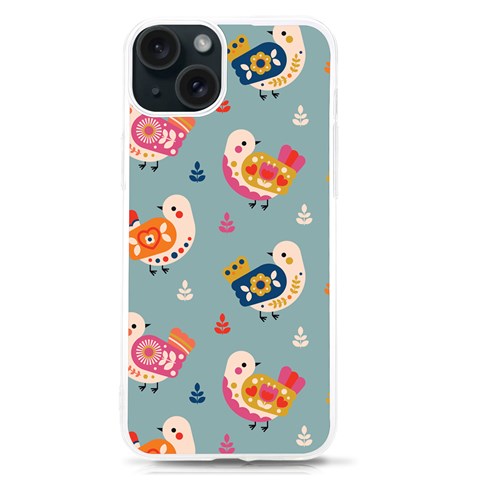 Cute Bird Pattern iPhone 15 TPU UV Print Case from ArtsNow.com Front