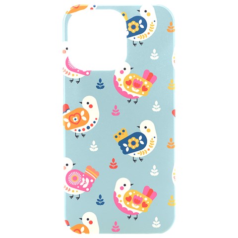 Cute Bird Pattern iPhone 15 Pro Max Black UV Print PC Hardshell Case from ArtsNow.com Front