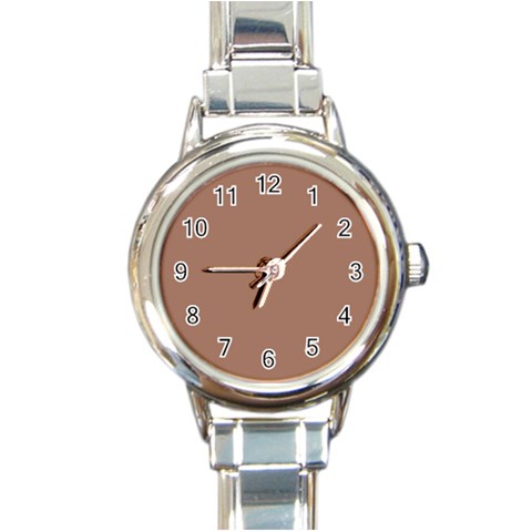 Mocha Mousse Hex Code #a47864 Round Italian Charm Watch from ArtsNow.com Front