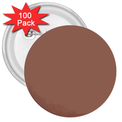 Mocha Mousse Hex Code #a47864 3  Buttons (100 pack)  from ArtsNow.com Front