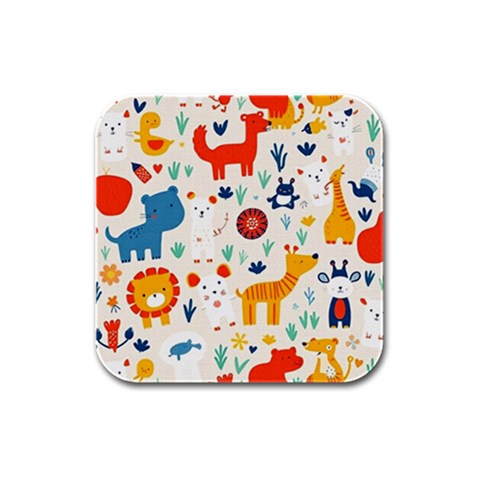 Pet Animal 03 Rubber Square Coaster (4 pack) from ArtsNow.com Front