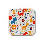 Pet Animal 03 Rubber Square Coaster (4 pack)