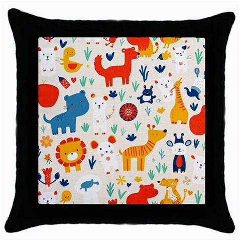 Pet Animal 03 Throw Pillow Case (Black) from ArtsNow.com Front