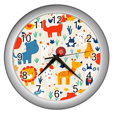 Pet Animal 03 Wall Clock (Silver) from ArtsNow.com Front