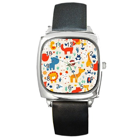 Pet Animal 03 Square Metal Watch from ArtsNow.com Front