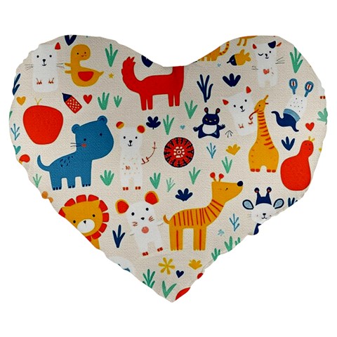 Pet Animal 03 Large 19  Premium Heart Shape Cushions from ArtsNow.com Front