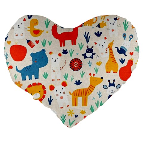 Pet Animal 03 Large 19  Premium Heart Shape Cushions from ArtsNow.com Back