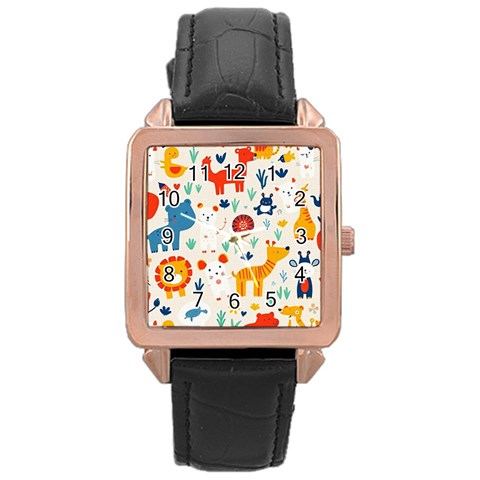 Pet Animal 03 Rose Gold Leather Watch  from ArtsNow.com Front