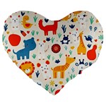 Pet Animal 03 Large 19  Premium Flano Heart Shape Cushions