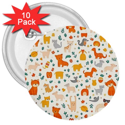 Pet Animal 04 3  Buttons (10 pack)  from ArtsNow.com Front