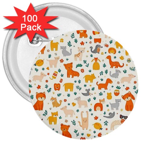 Pet Animal 04 3  Buttons (100 pack)  from ArtsNow.com Front