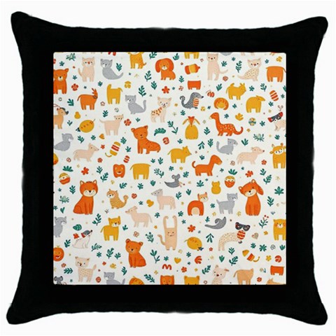 Pet Animal 04 Throw Pillow Case (Black) from ArtsNow.com Front