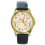 Pet Animal 04 Round Gold Metal Watch