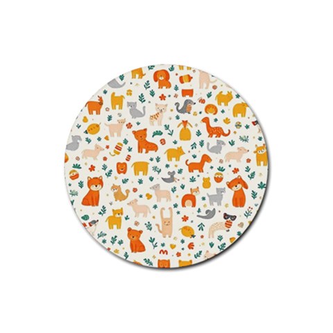 Pet Animal 04 Rubber Round Coaster (4 pack) from ArtsNow.com Front